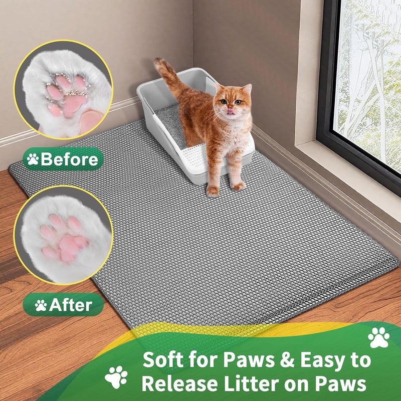 GRELY 35''X 25'' Large Litter Mat, 2 Layer Cat Litter Mat Litter Trapping Mat,Litter Box Mats for Floor, Cats Litterbox Catcher Rug for Kitty Pet, Waterproof Urine Proof,Non-Slip - Image 5